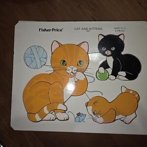 Fisher-Price Cat and Kittens Puzzle - Orange and Black